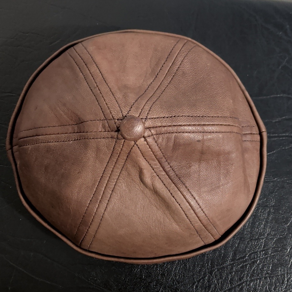 CROWN CAP oiled lambskin leather beanie - size large - Picture 3 of 7
